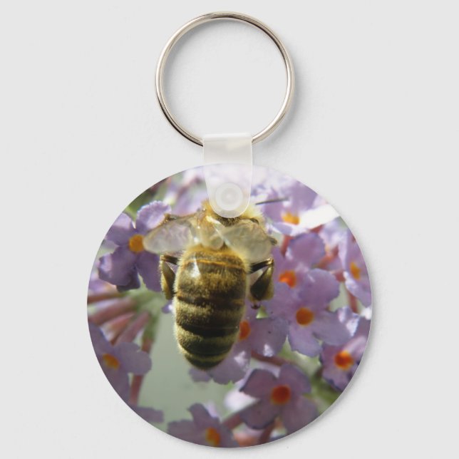 Honeybee and Buddleia Flowers Keychain (Front)