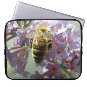 Honeybee and Buddleia Flowers Laptop Sleeve