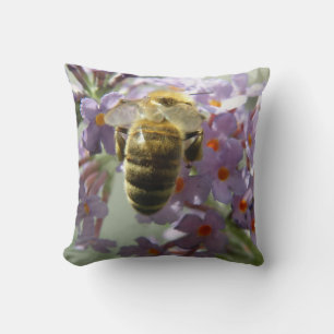 Honeybee and Buddleia Flowers Pillow