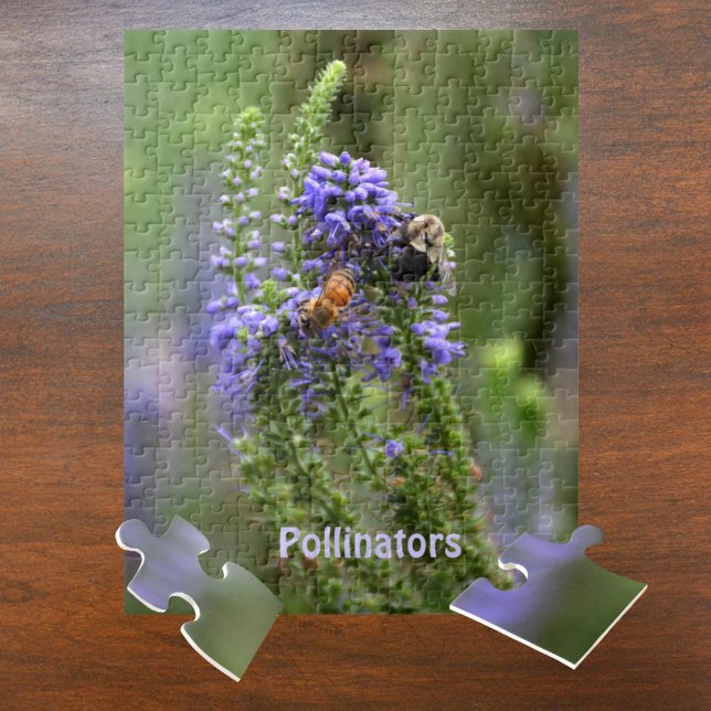 HoneyBee and Bumblebee Photographic Floral Jigsaw Puzzle (Creator Uploaded)