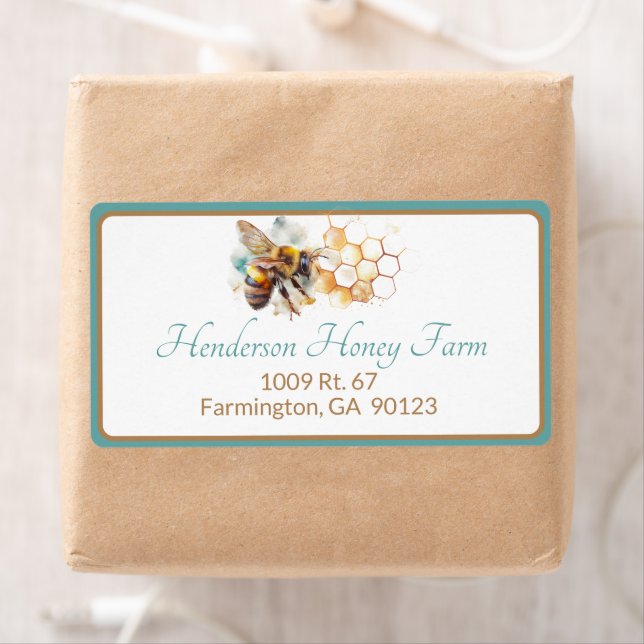 Honeybee and Comb Shipping Label (Insitu)