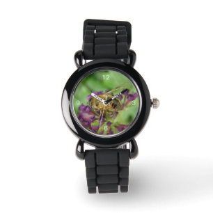 Honeybee and Purple Flowers Glitter Watch