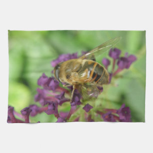 Honeybee and Purple Flowers Kitchen Towel
