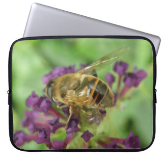 Honeybee and Purple Flowers Laptop Sleeve