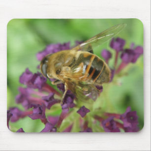 Honeybee and Purple Flowers Mousepad