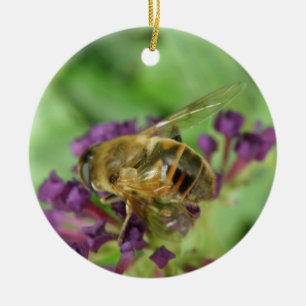 Honeybee and Purple Flowers Ornament