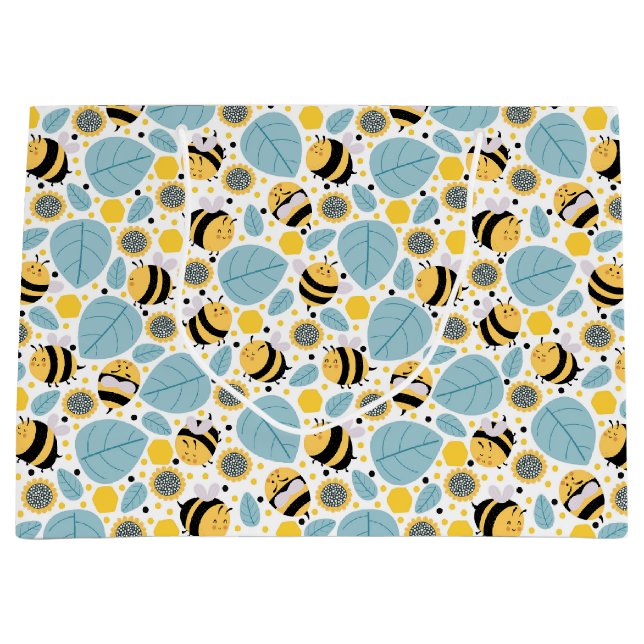 Honeybee and Sunflowers Large Gift Bag (Front)