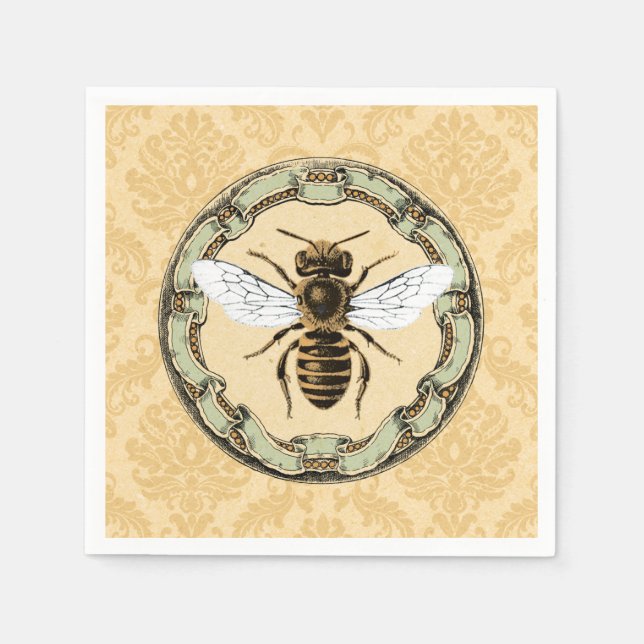 Honeybee and Vintage Frame 3 Napkin (Front)