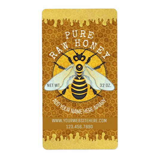 Honeybee Apiary Honey Jar Labels | Honeycomb Bee