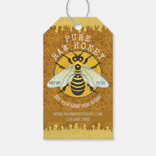 Honeybee Apiary Honey Jar Tags   Honeycomb Bee