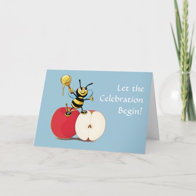 Honeybee Apple Rosh HaShana Holiday Card (Front)