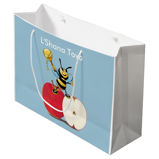 Honeybee Apple Rosh HaShana Large Gift Bag (Front Angled)