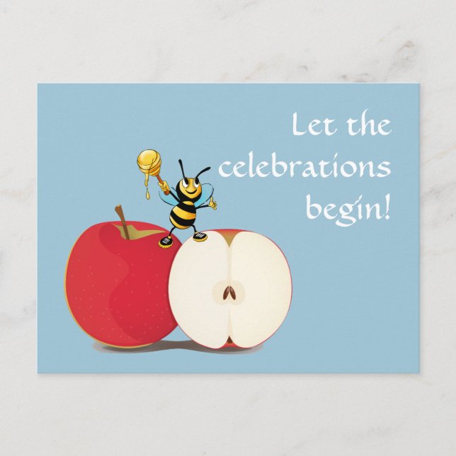 Honeybee Apple Rosh HaShana Postcard (Front)