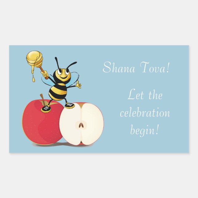 Honeybee Apple Rosh HaShana Sticker (Front)