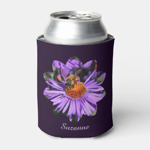 Honeybee Aster Flower Nature Personalized Can Cooler