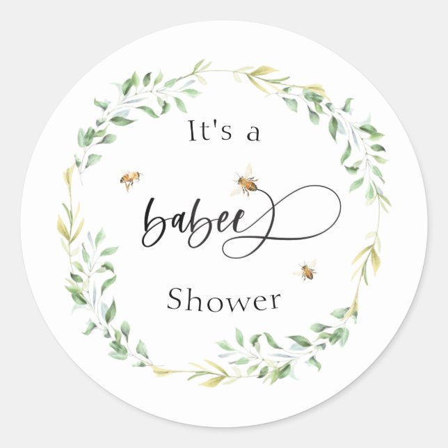 Honeybee Baby Shower Classic Round Sticker (Front)