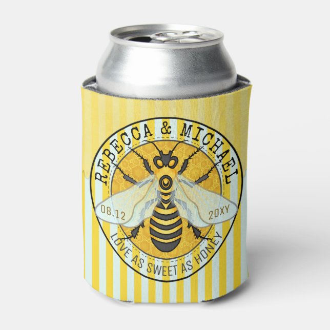 Honeybee Bee Wedding Love Sweet As Honey | Custom Can Cooler (Can Front)