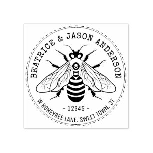 Honeybee Bee Wedding   Name and Return Address Rubber Stamp