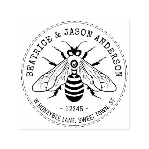 Honeybee Bee Wedding   Name and Return Address Self-inking Stamp