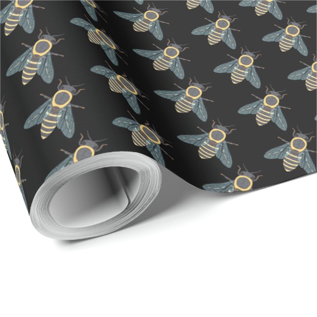 Honeybee (black) - Wrapping Paper (Roll Corner)
