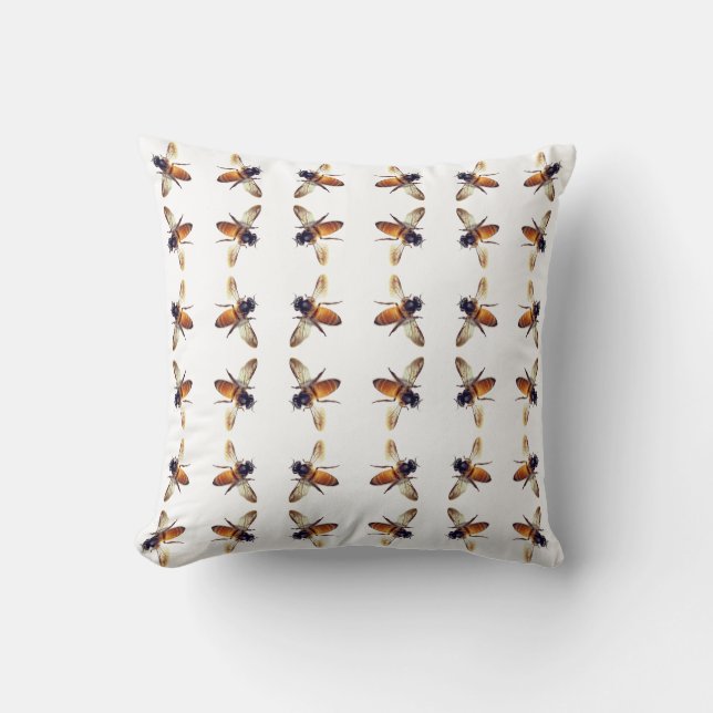 Honeybee bumblebee bee pattern throw pillow (Front)