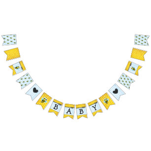 Honeybee Bumblebee Honeycomb Blue Boy Baby Shower Bunting Flags