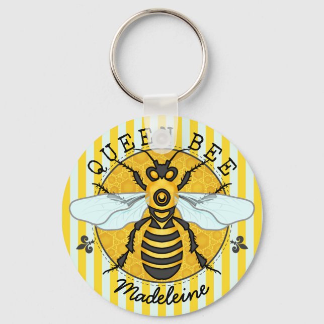 Honeybee Bumblebee Queen Bee Honey | Personalized Keychain (Front)