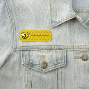 Honeybee Cartoon 3" X 1" Rectangle Name Tag