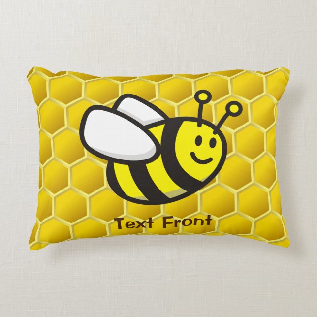 Honeybee Cartoon Accent Pillow (Front)