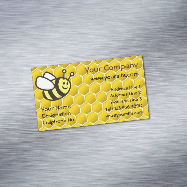 Honeybee Cartoon Business Card Magnet (In Situ)