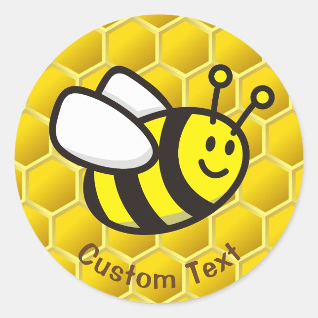 Honeybee Cartoon Classic Round Sticker (Front)