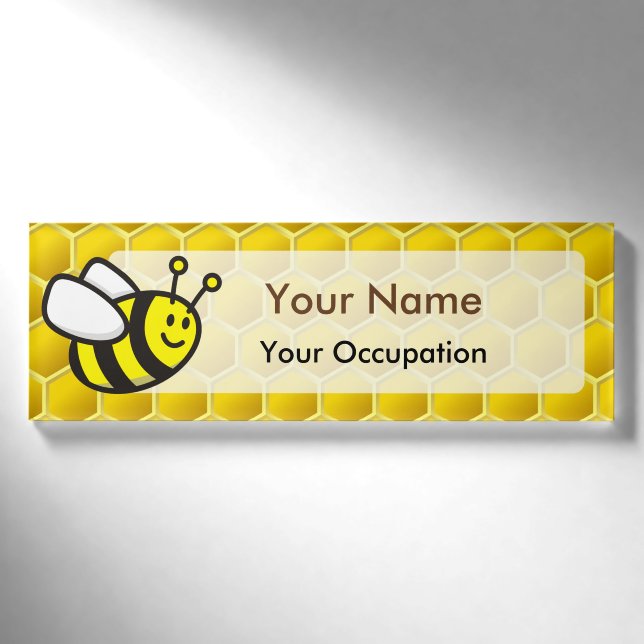Honeybee Cartoon Name Tag (Front)