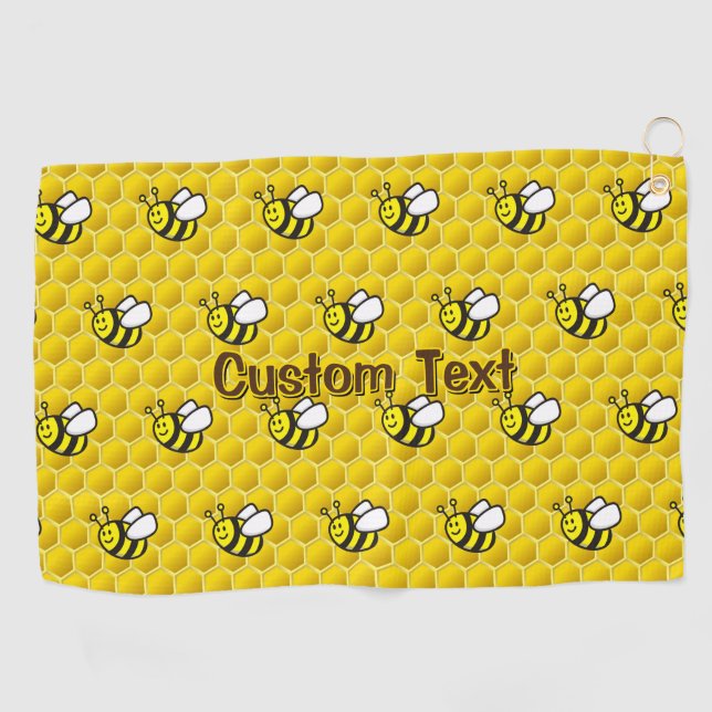 Honeybee Cartoon Pattern Golf Towel (Horizontal)