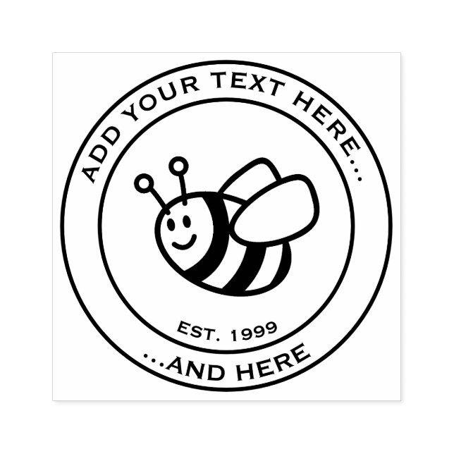 Honeybee Cartoon Rubber Stamp (Imprint)