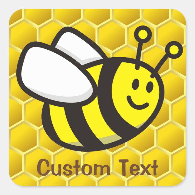 Honeybee Cartoon Square Sticker (Front)