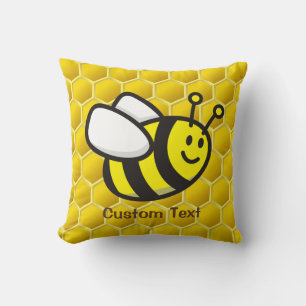 Honeybee cartoon throw pillow