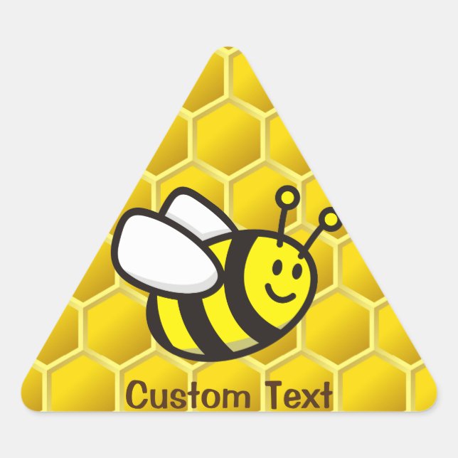 Honeybee Cartoon Triangle Sticker (Front)