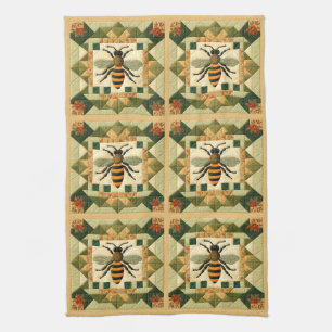 Honeybee Faux Quilt Kitchen Towel