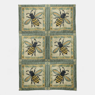 Honeybee Faux Quilt Two Kitchen Towel