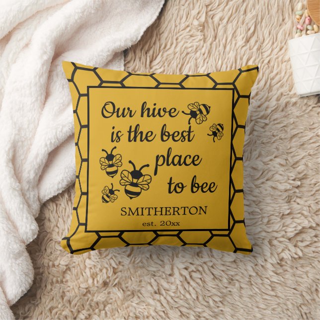 Honeybee Hive Best Place to Bee Family Throw Pillow (Blanket)