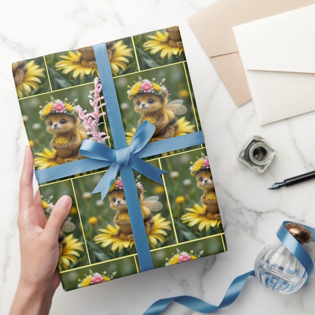 Honeybee Holding a Basket of Pollen Wrapping Paper (Gifting)
