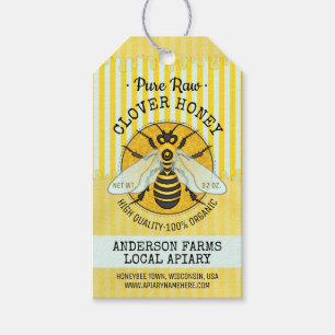 Honeybee Honey Apiary Bee Jar Tags   Striped