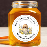 Honeybee Honey Jar Apiary Étiquette Fleur sauvage 
