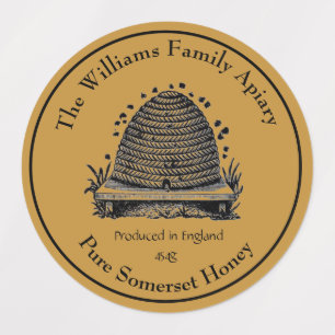 Honeybee Honey Jar Apiary Étiquette Honey anglai