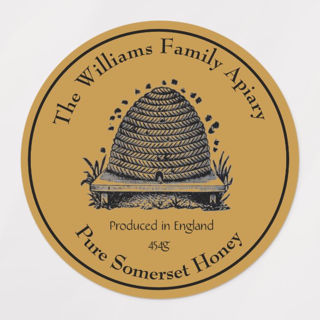 Honeybee Honey Jar Apiary Étiquette | Honey anglai (Design 1)