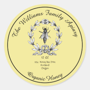 Honeybee Honey Jar Apiary Étiquette   Miel biologi