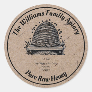 Honeybee Honey Jar Apiary Étiquette Miel pur cru