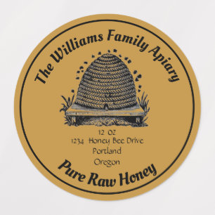 Honeybee Honey Jar Apiary Étiquette Miel pur cru