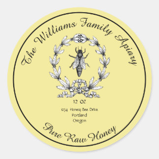 Honeybee Honey Jar Apiary Étiquette | Miel pur cru