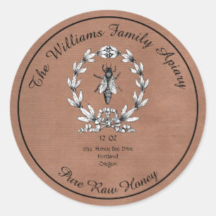 Honeybee Honey Jar Apiary Étiquette Miel pur cru